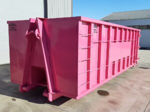Pink dumpster by Highball Fabricators